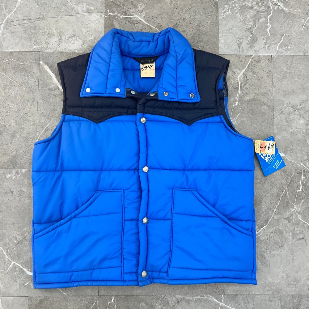 80s Vintage Puffer Vest Mens Medium Deadstock Western JCPenney Two Tone Workwear